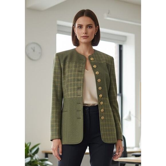 howard wolf Jackets & Blazers - Howard Wolf Wool Blend Jacket- Green/Shimmering Gold Threading -Women's size 8